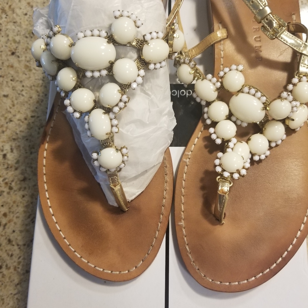 IVANKA white jeweled sandals